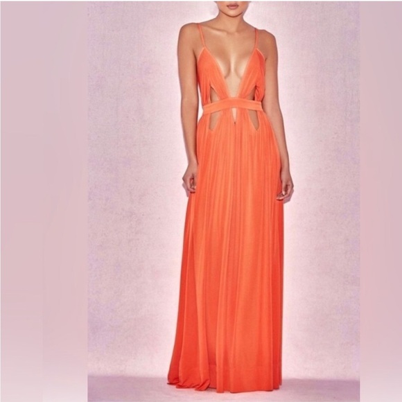 House of CB Ischia Orange cutout goddess maxi dress - Picture 3 of 13